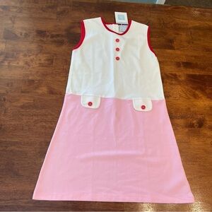 NWT Bella Bliss pink white red trim tank dress size 10